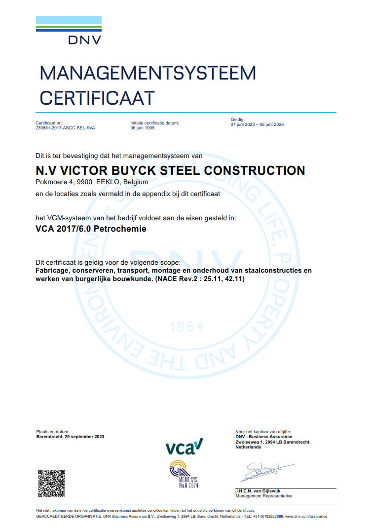 VCA Certificate - Victor Buyck Steel Construction (NL).png